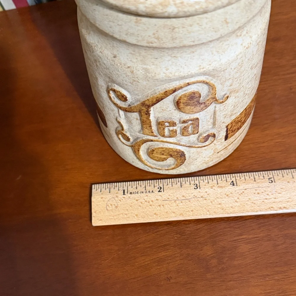 1970s Pottery Craft Treasure Stoneware Vintage Ceramic Tea Canister
